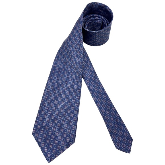 BROOKS BROTHERS Blue/Purple Geometric Silk DESIGNER Tie USA - Picture 1 of 4